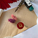 Cabeza de sello de cera de latón dorado navideño con mango de madera AJEW-WH0208-821-6