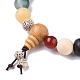 天然混合宝石ラウンドビーズストレッチブレスレット  女性用木製ひょうたん数珠ブレスレット  カラフル  内径：2-1/2インチ（6.5cm）  1個/セット BJEW-YW0001-05-3