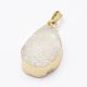 Electroplated Natural Druzy Agate Pendants G-G656-19G-2