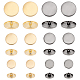 CHGCRAFT 48pcs 6 Styles Metal Shank Buttons 1-Hole Flat Round Button Golden Silver-Black Button Set for Fabrics Crafts DIY Projects 15mm 20mm 25mm DIY-CA0004-59-1
