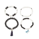 Ensemble de bracelets extensibles en perles de pierres précieuses mélangées naturelles et synthétiques de style 4pcs 4 BJEW-JB08189-4
