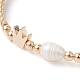 Braccialetti con perline intrecciate in ottone e perle naturali BJEW-JB09721-04-3