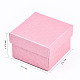 厚紙のジュエリーボックス  リングのために  ピアス  ネックレス  内部のスポンジ  正方形  ピンク  5~5.1x5~5.1x3.3~3.4cm CBOX-S021-002B-5