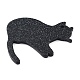 猫がテーマのアクリルパーツ  グリッターパウダー付き  ローズ  ブラック  42x38x2.3mm  穴：1.8mm MACR-C027-01C-2