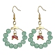 Boucles d'oreilles pendantes avec anneau en perles de verre imitation jade EJEW-JE05568-02-1