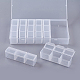 ポリプロピレンプラスチックビーズ容器  フリップトップビーズ収納  取り外し可能な  21のコンパートメント  長方形  透明  20x11x3.6cm  3コンパートメント：約10.15x2.6x3.1cm  21区画/ボックス X-CON-I007-02-7