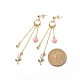 Enamel Heart & Rose Dangle Stud Earrings EJEW-JE05041-03-4