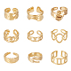 ANATTASOUL 9Pcs 9 Style Titanium Steel Open Cuff Ring for Women RJEW-AN0001-05-1