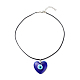 Blue Lampwork Evil Eye Pendant Necklace with Waxed Cord for Women NJEW-JN03955-03-4