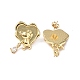 Clear Cubic Zirconia Heart with Bear Dangle Stud Earrings EJEW-P214-17G-2