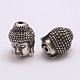 Brass Micro Pave Grade AAA Cubic Zirconia Beads, Long-Lasting Plated, Cadmium Free & Nickel Free & Lead Free, Buddha, 925 Thai Sterling Silver Plated, 13x10x10mm, Hole: 2mm