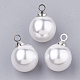 Ciondoli con perle finte in plastica ecologica MACR-T020-6mm-1