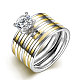 Titanio acciaio 316l cubi paio zirconia anelli alla moda per le donne RJEW-BB06987-9A-1