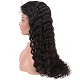 レースフロントウィッグ  黒人女性用の長くて小さな巻き毛のウェーブ合成かつら  耐熱高温繊維  ブラック  24インチ OHAR-L010-038-3