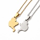 Heart with Boy & Girl Couple Pendant Necklaces & Stud Earrings SJEW-E045-05GP-3