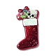 印刷されたアクリルパーツ  クリスマスのために  クリスマスの靴下の模様  40x20x2mm  穴：1.8mm MACR-F072-02E-1