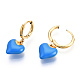 Enamel Heart Dangle Hoop Earrings EJEW-T018-01A-1