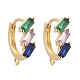 Accessoires de boucles d'oreilles huggie hoop en laiton micro pavé de zircons cubiques colorés ZIRC-L098-037G-1