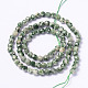 Facettierte natürliche grüne Fleck Jaspis Runde Perlenstränge G-L377-44-4mm-2
