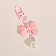 Fiocco in plastica color macaron e portachiavi con pendente rotondo PW-WG57865-01-1