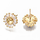 Brass Micro Pave Clear Cubic Zirconia Earring Findings KK-S356-130G-NF-2