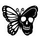 CREATCABIN Skull Metal Wall Art Butterfly Decor Wall Hanging Plaques Ornaments Iron Wall Art Sculpture Sign for Indoor Outdoor Home Living room Kitchen Garden Office Decoration Gift Black 12 x 10 Inch AJEW-WH0286-011-1