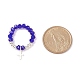 Fingerring aus Glas mit runden Perlen und Kreuzanhänger aus Messing für Frauen RJEW-JR00499-5