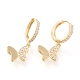 Brass Micro Pave Clear Cubic Zirconia Huggie Hoop Earrings EJEW-L234-008G-1