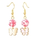 3 paio di 3 ciondoli smaltati in lega rosa stile e orecchini pendenti con perline in resina EJEW-JE05030-01-5