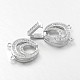 Oval Brass Micro Pave Cubic Zirconia Fold Over Clasps ZIRC-F013-04P-FF-3