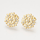 Ciondoli in ottone con zirconi cubici e orecchini a bottone e anelli regolabili set di gioielli SJEW-S043-07-4