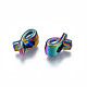 Perlas europeas de aleación de color arco iris chapado en rack PALLOY-S180-349-3