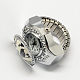 Relojes de cuarzo anillo de estiramiento hierro tono platino RJEW-R119-08A-2