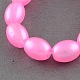 Hot Pink Color Oval Spray Painted Transparent Glass Bead Strands X-DGLA-Q009-B-02-2
