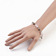 Natural Rose Quartz & Pyrite Link & Charm Bracelets BJEW-JB03674-03-4