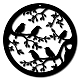 鉄の壁の装飾  ネジ付き  鳥とフラットラウンド  電気泳動黒  30cm HJEW-WH0013-051-1