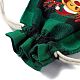 クリスマステーマの長方形ジュートバッグ、ジュートコード付き  タータンチェック巾着ポーチ  ギフト包装用  グリーン  鹿  13.8~14x9.7~10.3x0.07~0.4cm ABAG-E006-01F-3
