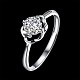 Adjustable 925 Sterling Silver Cubic Zirconia Finger Rings RJEW-BB20744-6-7