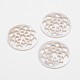Flat Round with Flower Natural White Shell Cabochons SHEL-L003-45-1