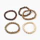 Bracelets extensibles en bois de santal teinté naturel BJEW-JB03843-1
