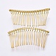 （訳あり商品）  鉄のヘアコームパーツ  20の歯  装飾的な毛の櫛のジュエリーには  ゴールドカラー  37x75x4mm PHAR-XCP0001-18-2