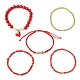 5 pièces 5 styles de bracelets extensibles en perles de verre et de laiton BJEW-TA00298-1