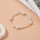 Glass Pearl & Synthetic Hematite & Brass Tube Beaded Stretch Bracelet for Women BJEW-JB09264-2