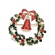 Colorida corona de navidad con pin de esmalte de campana con pedrería X-JEWB-A004-07G-1