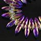 Faceted Horse Eye Electroplate Transparent Glass Beads X-EGLA-R073-04-1