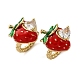 Серьги-каффы из клубничной латуни с микропаве из прозрачных кубических цирконий EJEW-U062-06B-G-4