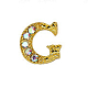 Cabujones de clavos con letras de diamantes de imitación de oro de aleación MRMJ-S047-023G-1