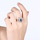 トレンドの真鍮製キュービックジルコニア指輪  花  銀色のメッキ  usサイズ9（18.9mm） RJEW-BB29056-9-2