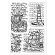 GLOBLELAND Nautical Background Clear Stamps Retro Ocean Treasure Chest Lighthouse Sailboat Silicone Clear Stamp Seals for Cards Making DIY Scrapbooking Photo Journal Album Decoration DIY-WH0167-56-1148-8