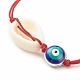Bracelet de perles tressées en acrylique et émail mauvais œil BJEW-JB08130-01-5